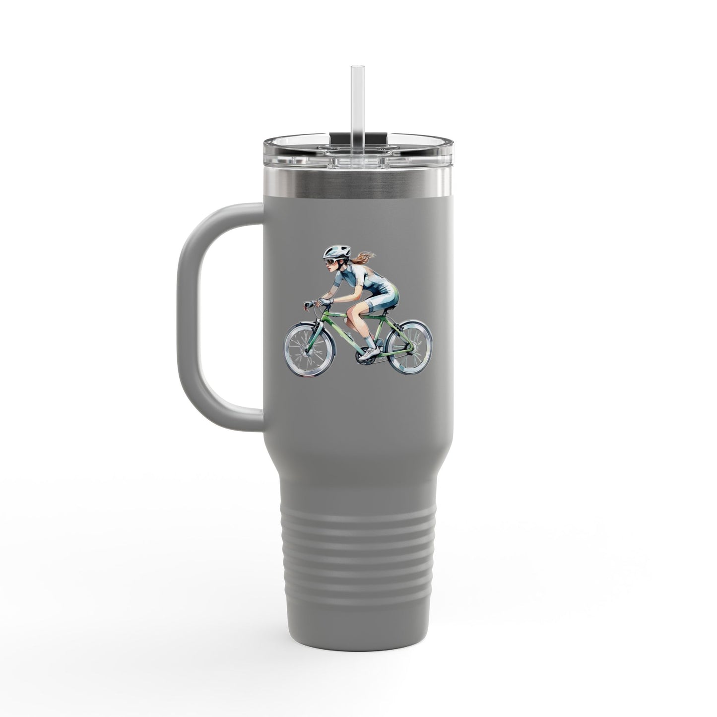 Cycling Enthusiast Insulated Travel Mug | 40oz with Bicycle Design | Perfect for Outdoor Adventures