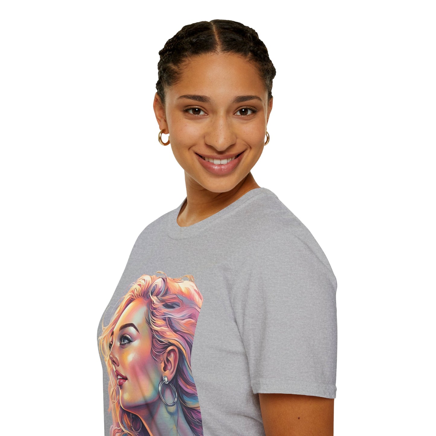 Artistic Women's Portrait T-Shirt - Women's Softstyle Tee for Creative Souls