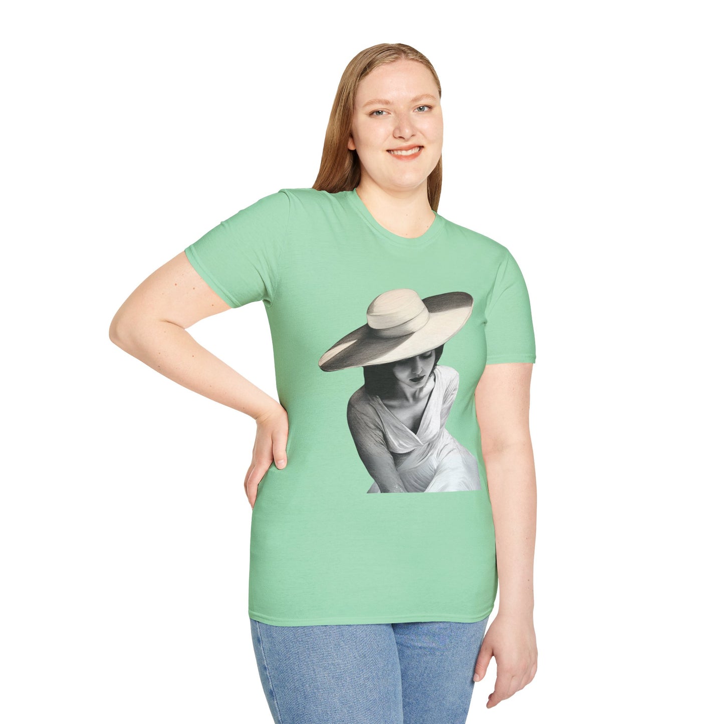 Artistic Women's Softstyle T-Shirt - Charcoal art Design