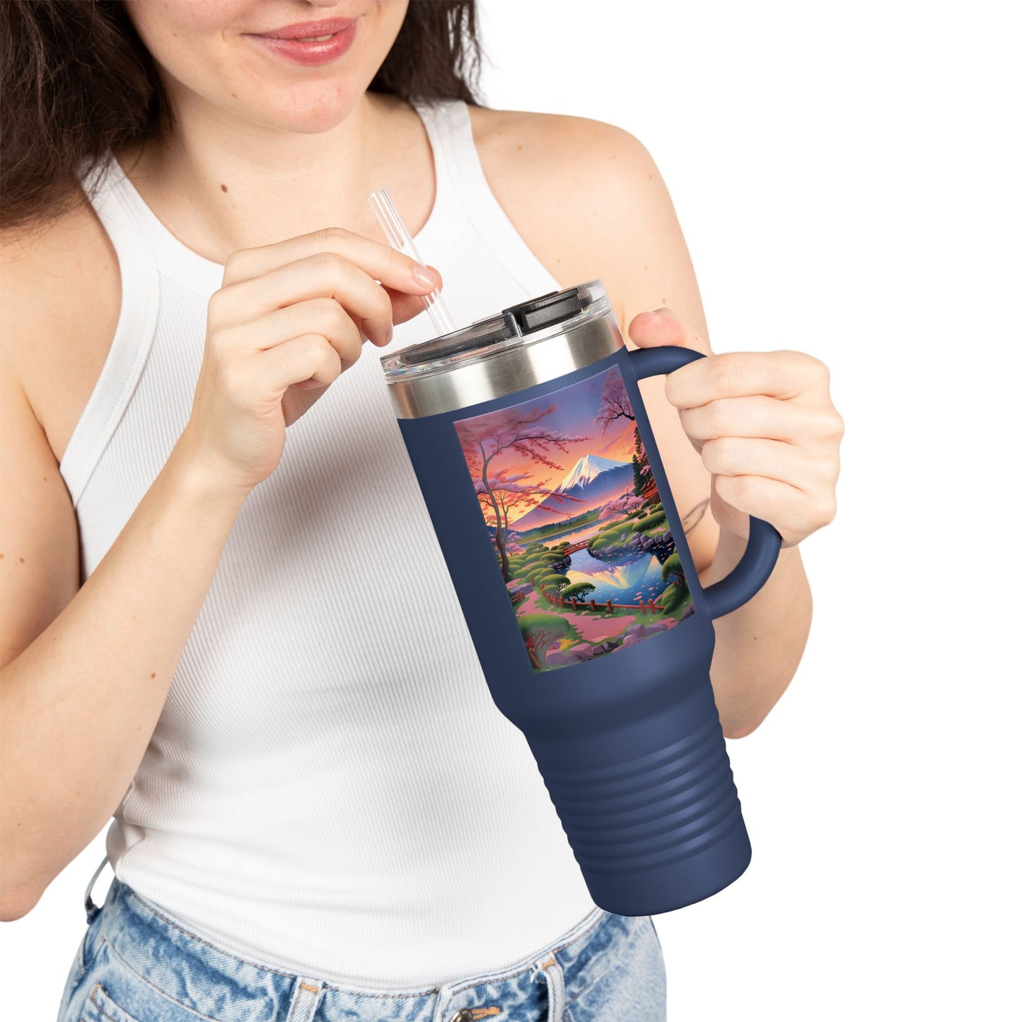 Nature-Inspired Insulated Travel Mug - 40oz Adventure Mug with Scenic Design