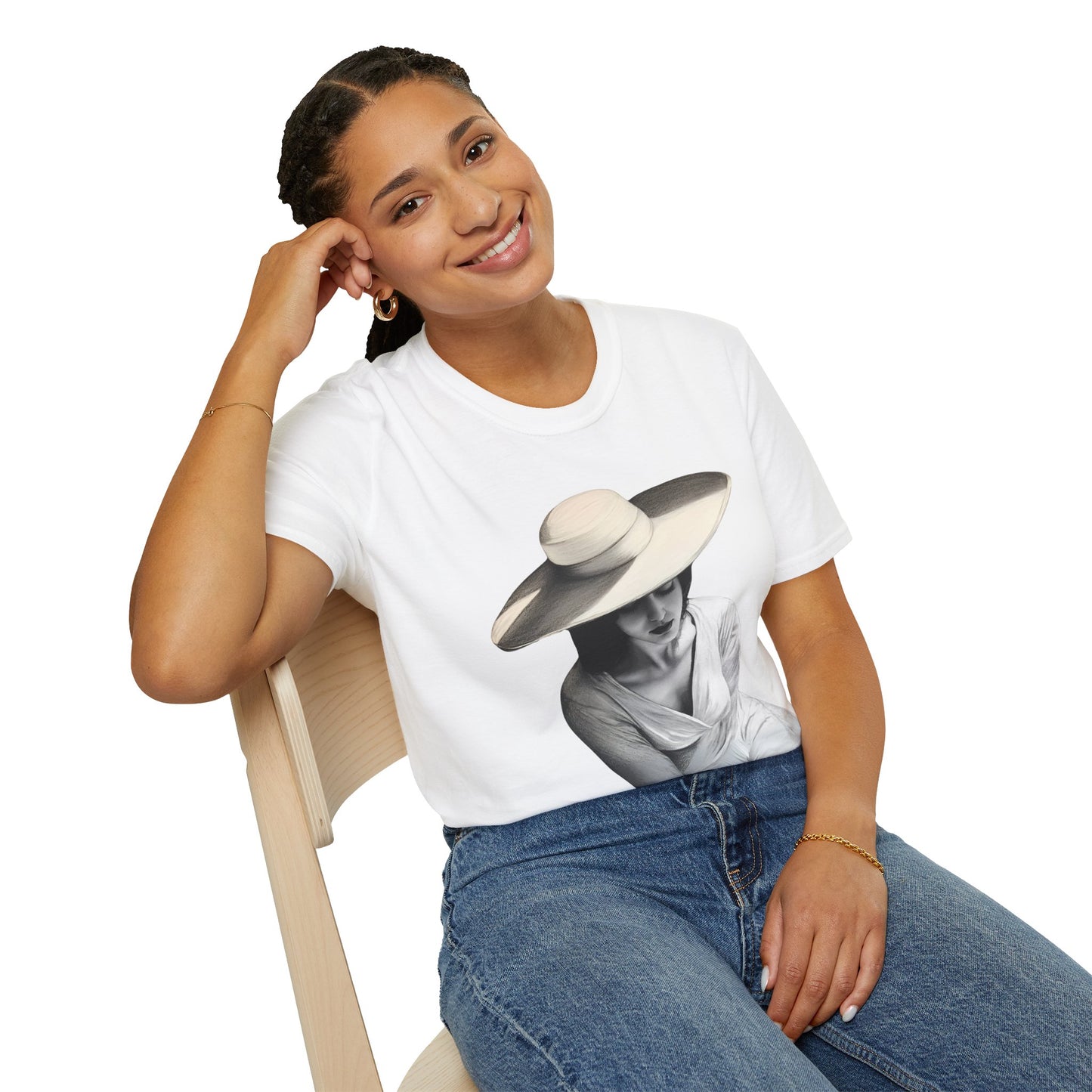 Artistic Women's Softstyle T-Shirt - Charcoal art Design