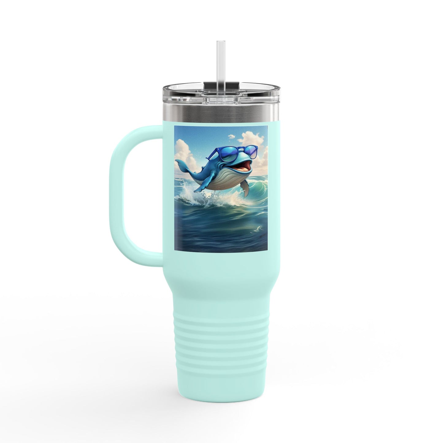 Funny Whale Insulated Travel Mug - 40oz Tumbler with Straw - Perfect for Outdoor Adventures and Gifts