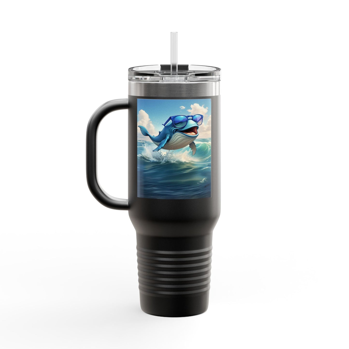 Funny Whale Insulated Travel Mug - 40oz Tumbler with Straw - Perfect for Outdoor Adventures and Gifts