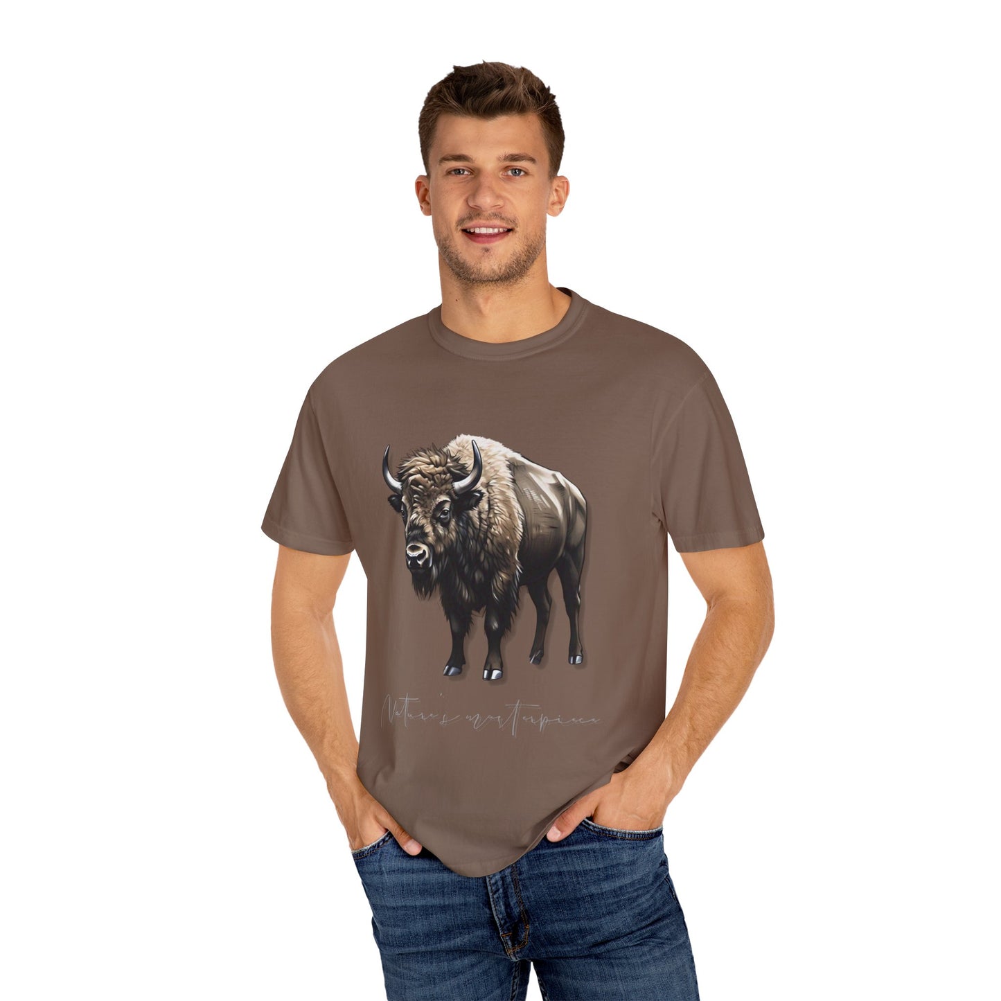 Nature-Inspired Buffalo Unisex T-Shirt - Garment-Dyed Design
