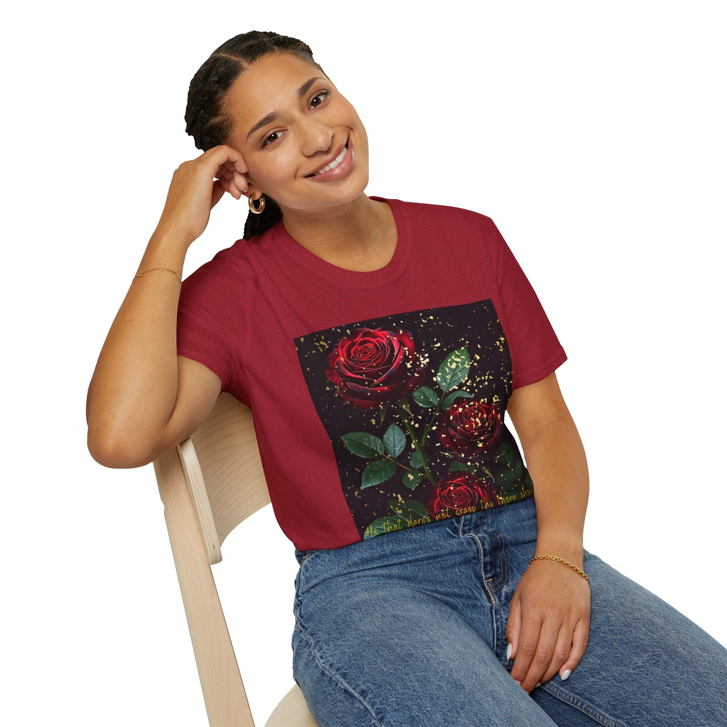 Elegant Rose Graphic T-Shirt - Inspirational Quote Design
