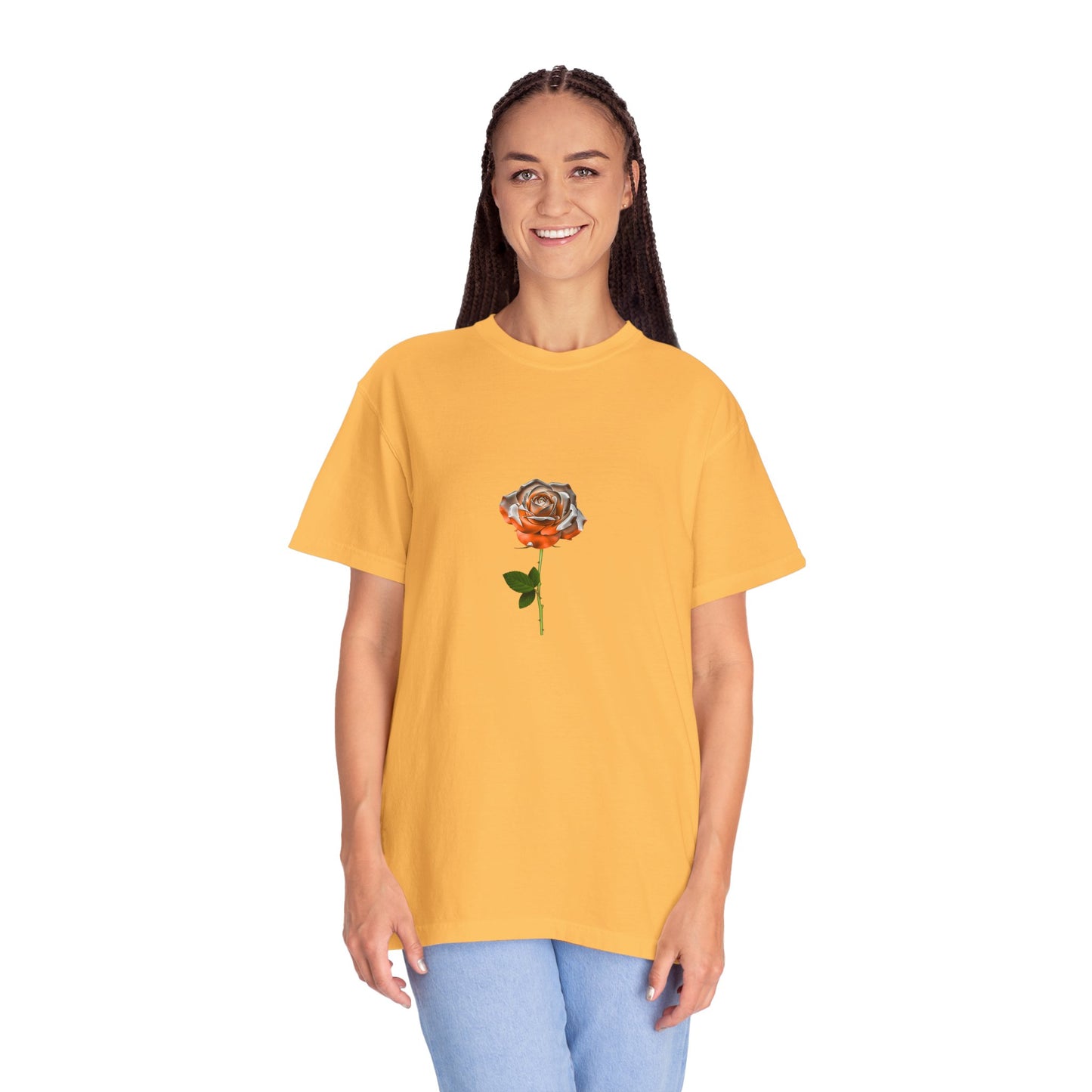 Rose Unisex Garment-Dyed T-shirt | Floral Design in Warm Tones