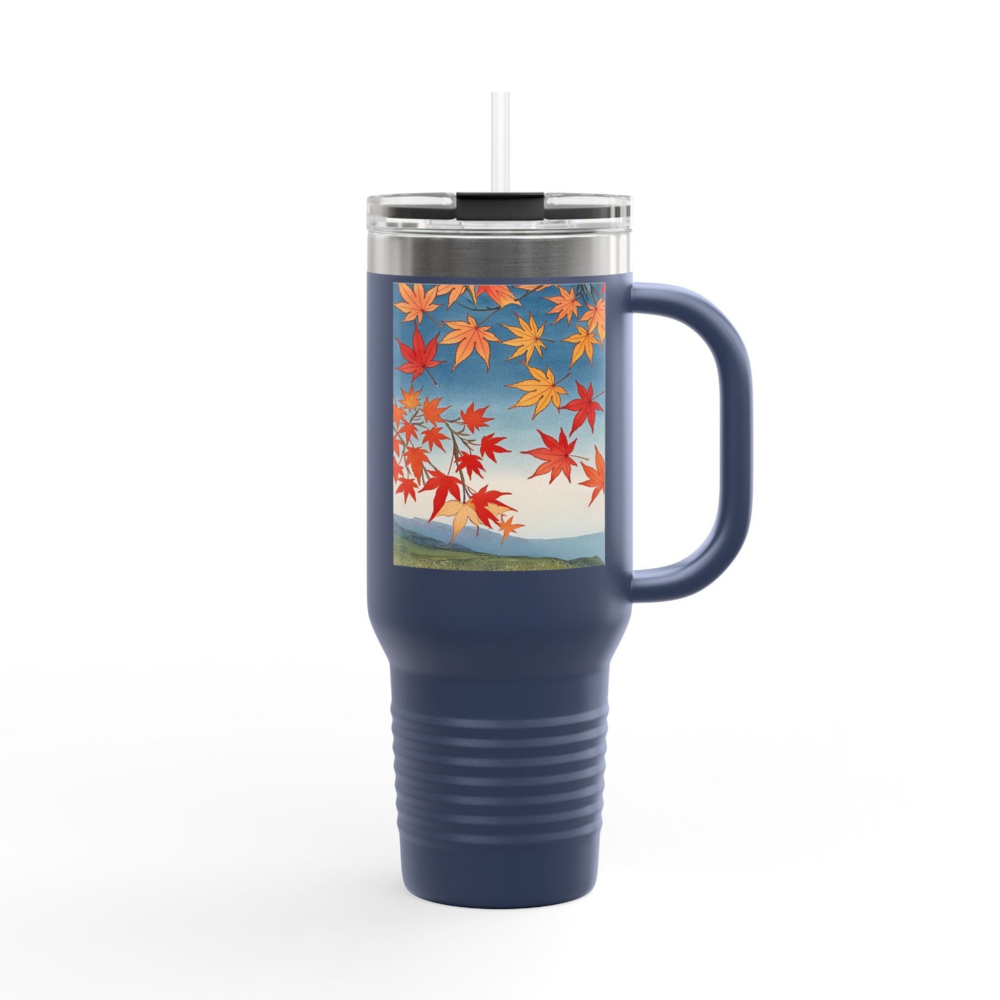 Autumn Leaves Insulated Travel Mug - 40oz Travel Cup with Straw
