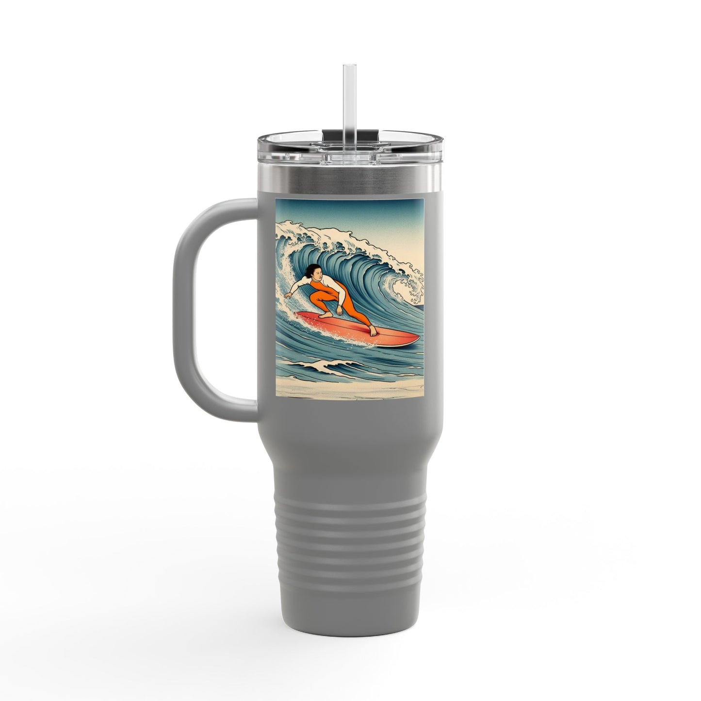 Surf Wave Insulated Travel Mug - 40oz Water Bottle for Beach Lovers