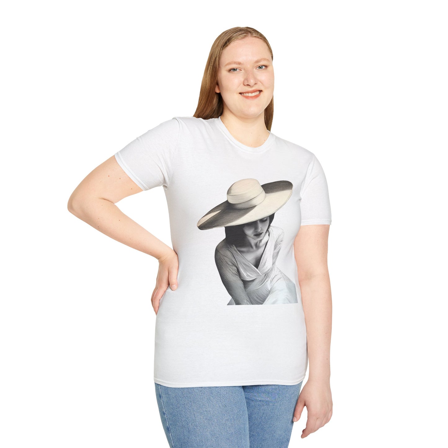 Artistic Women's Softstyle T-Shirt - Charcoal art Design