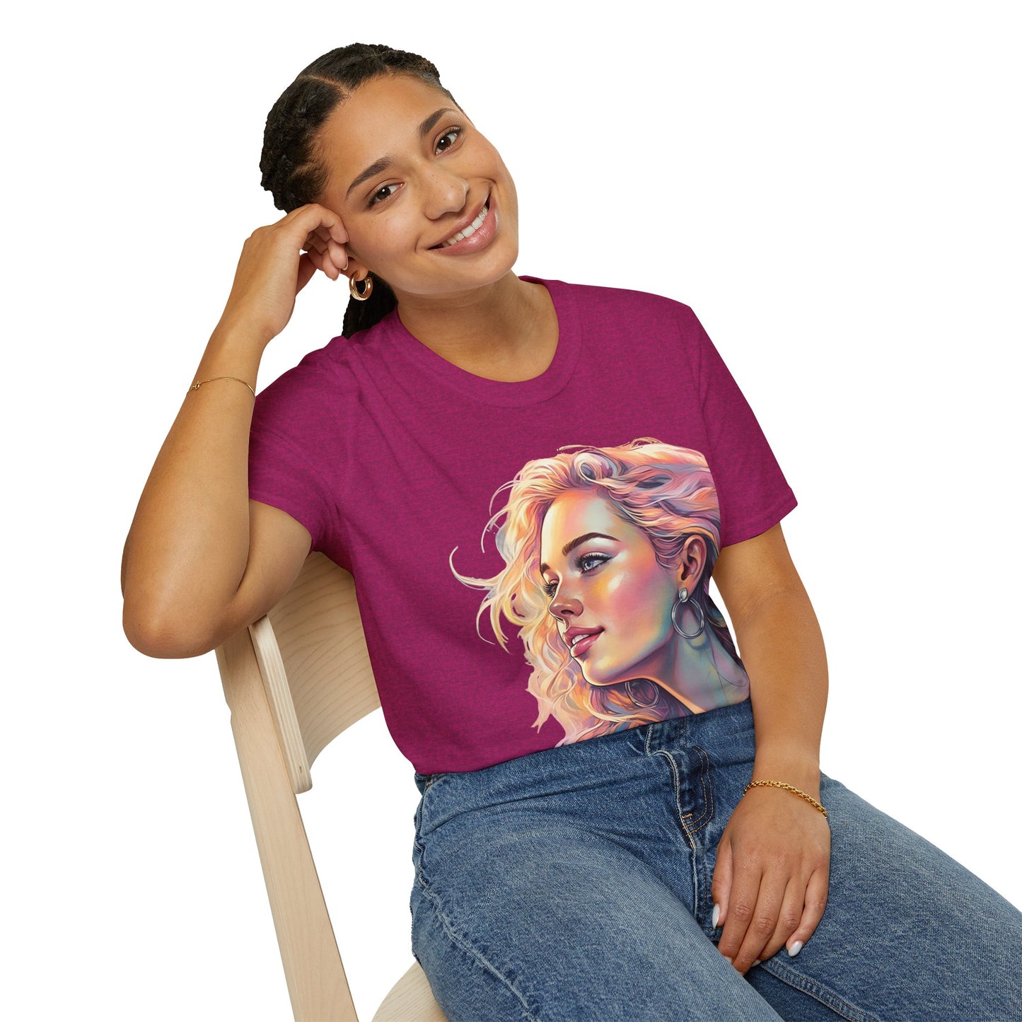 Artistic Women's Portrait T-Shirt - Women's Softstyle Tee for Creative Souls