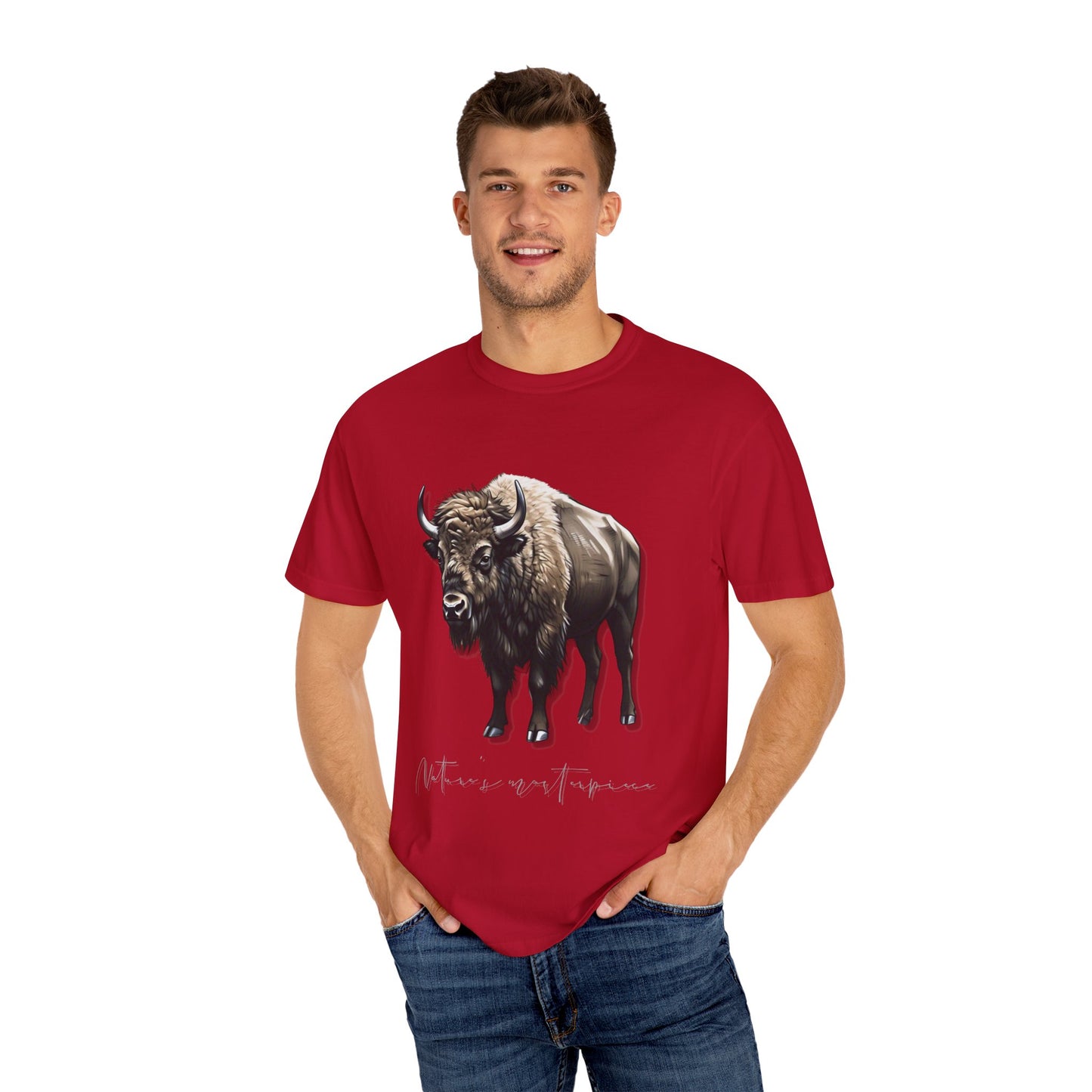 Nature-Inspired Buffalo Unisex T-Shirt - Garment-Dyed Design