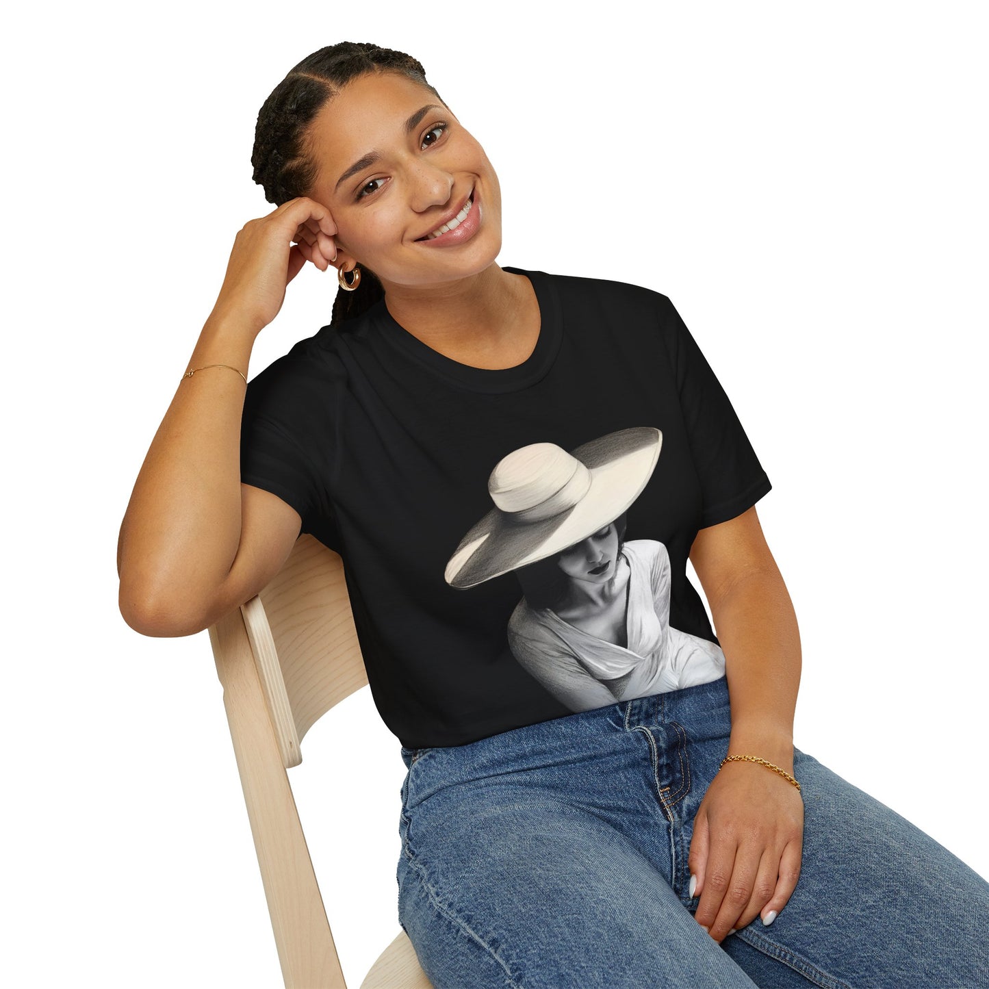 Artistic Women's Softstyle T-Shirt - Charcoal art Design