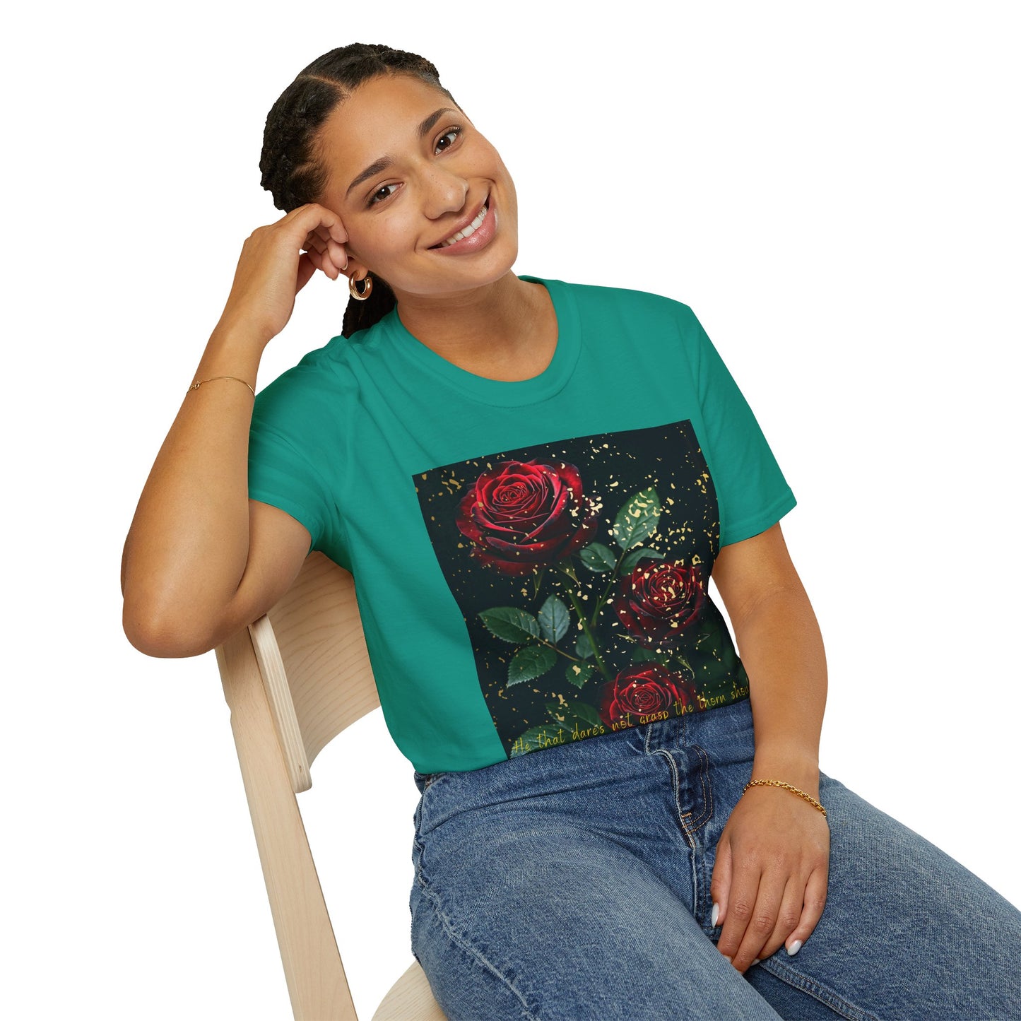 Elegant Rose Graphic T-Shirt - Inspirational Quote Design