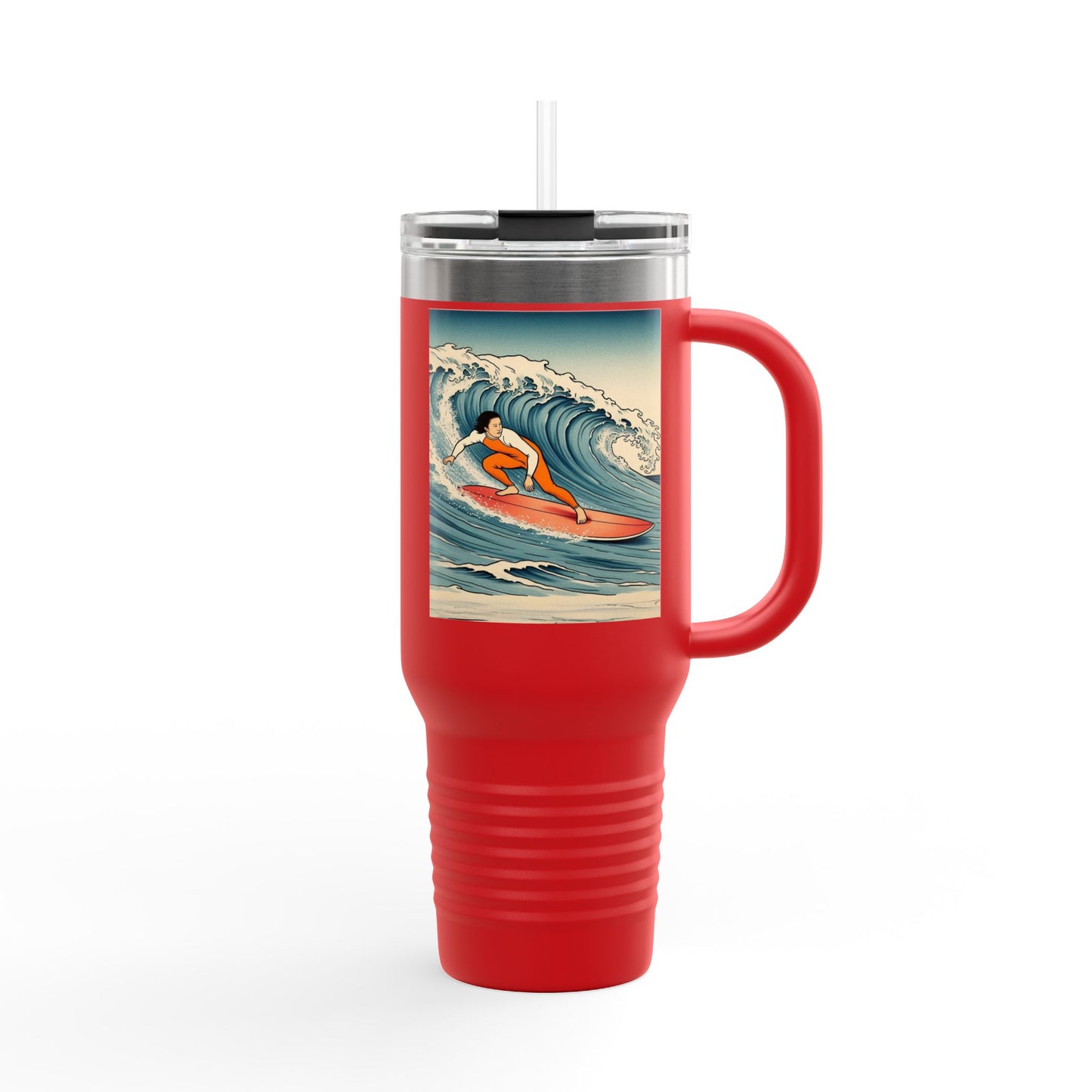Surf Wave Insulated Travel Mug - 40oz Water Bottle for Beach Lovers