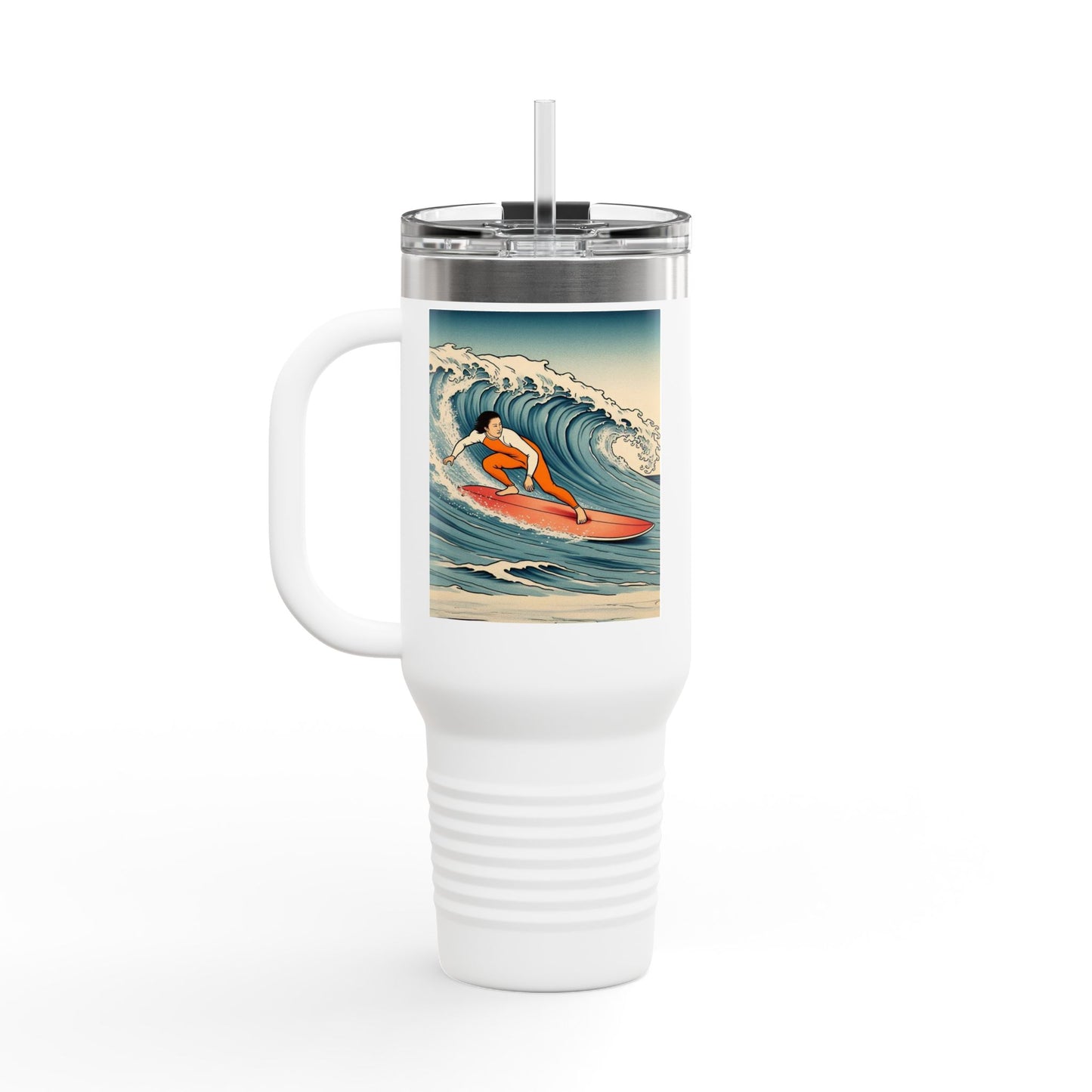 Surf Wave Insulated Travel Mug - 40oz Water Bottle for Beach Lovers