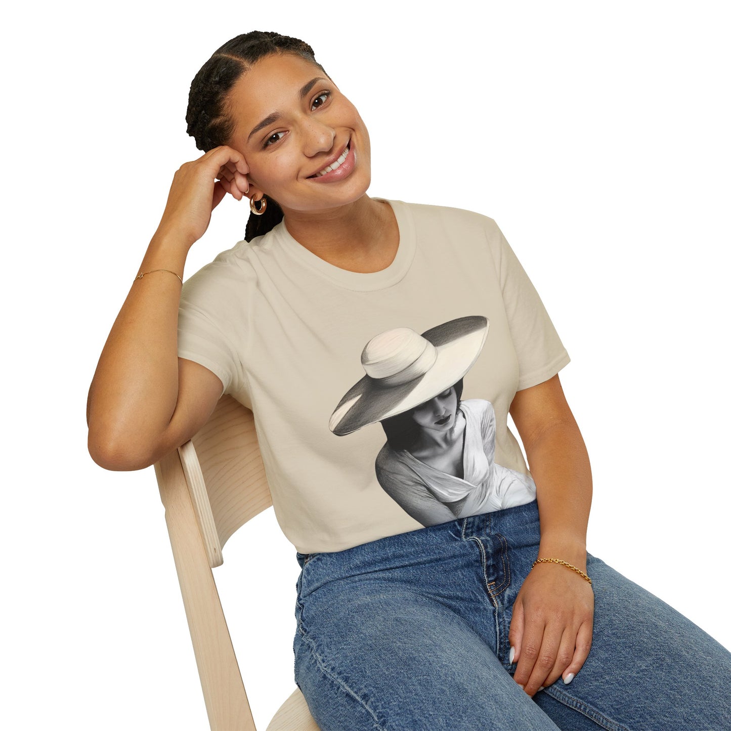 Artistic Women's Softstyle T-Shirt - Charcoal art Design