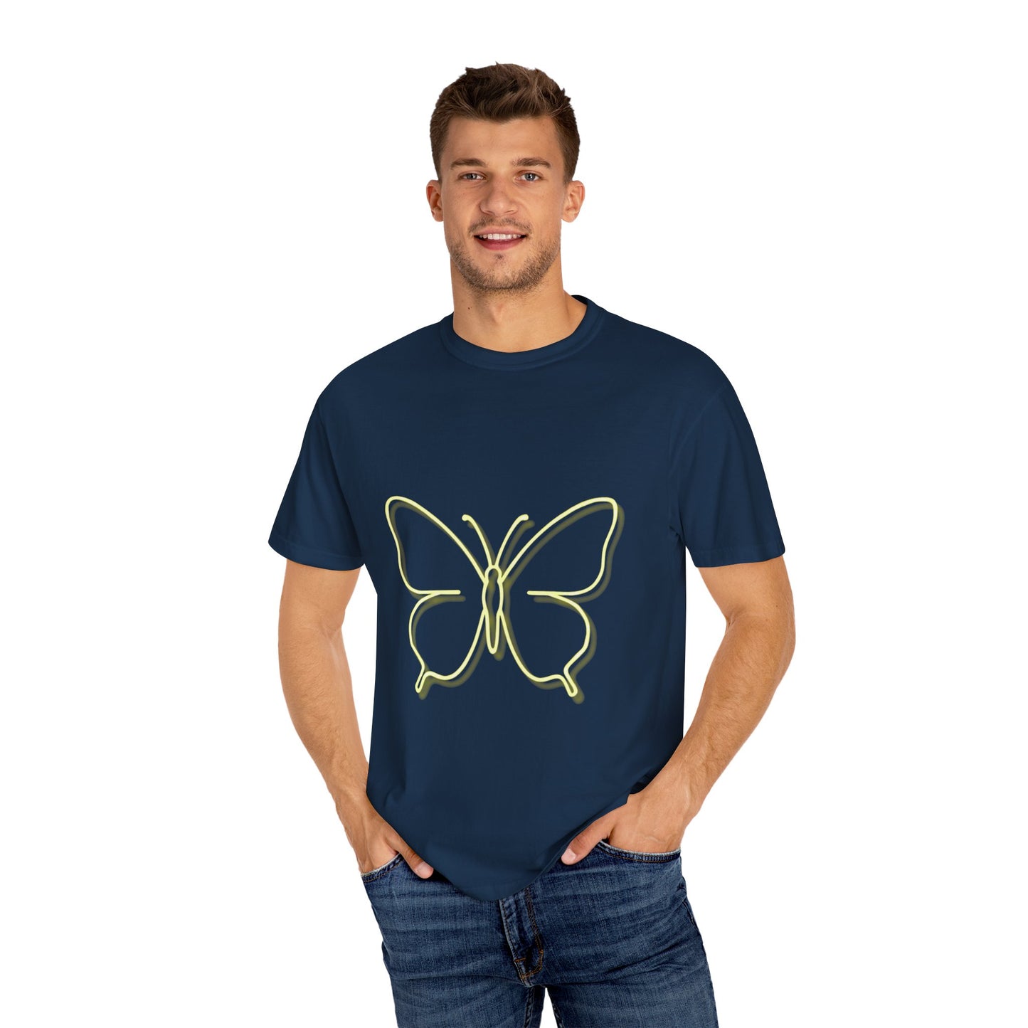 Butterfly Neon Unisex Garment-Dyed T-Shirt | Casual Wear for Nature Lovers