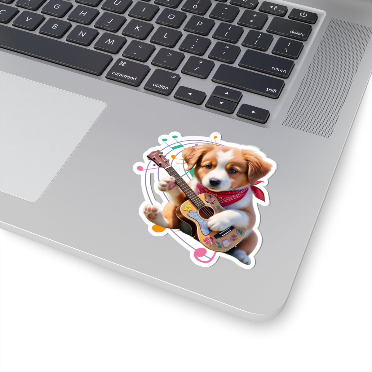 Cute Puppy Guitarist Kiss-Cut Stickers - Perfect for Pet Lovers and Music Fans