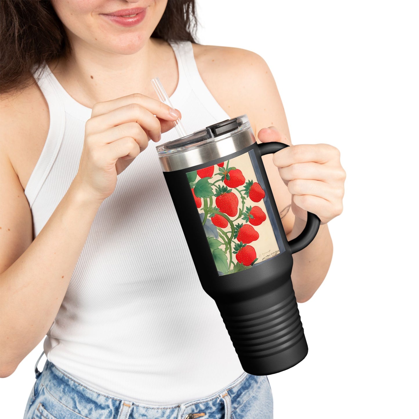 Strawberry Floral Insulated Travel Mug - 40oz