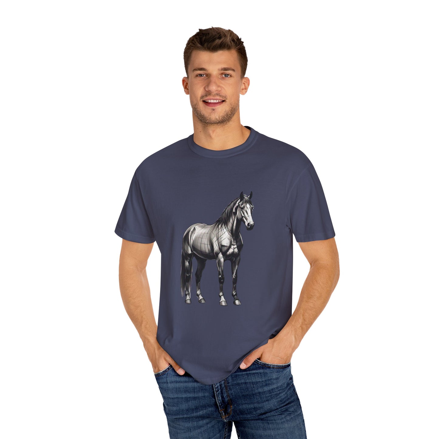 Equestrian Vibe Unisex Garment-Dyed T-Shirt - Horse Design