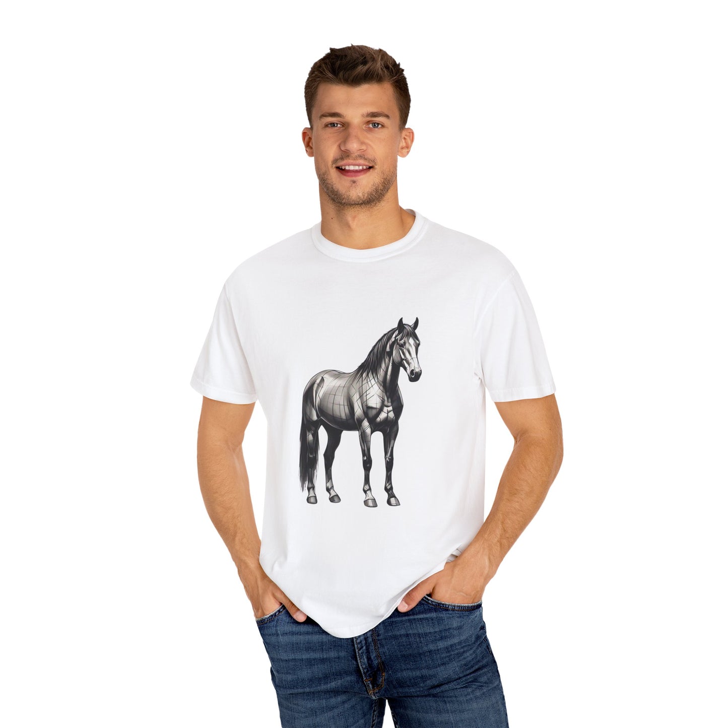 Equestrian Vibe Unisex Garment-Dyed T-Shirt - Horse Design