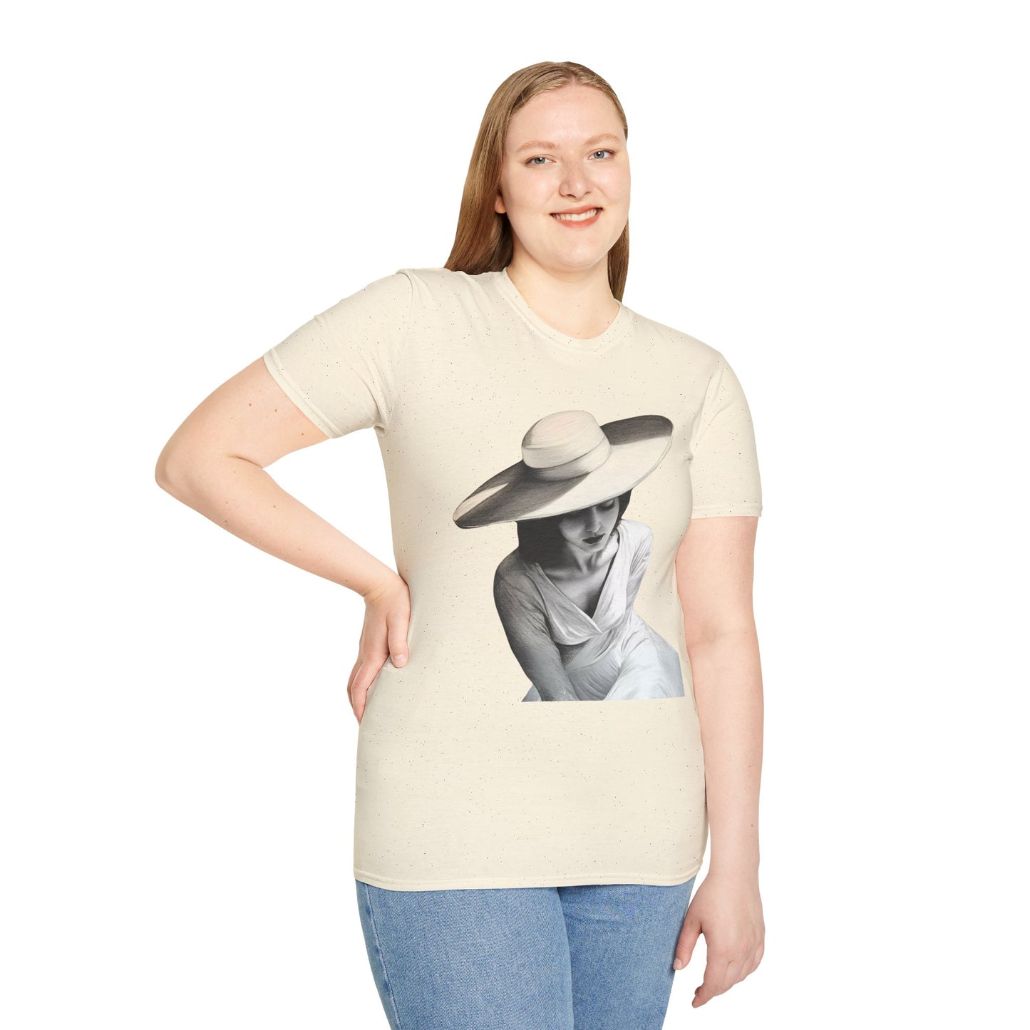Artistic Women's Softstyle T-Shirt - Charcoal art Design