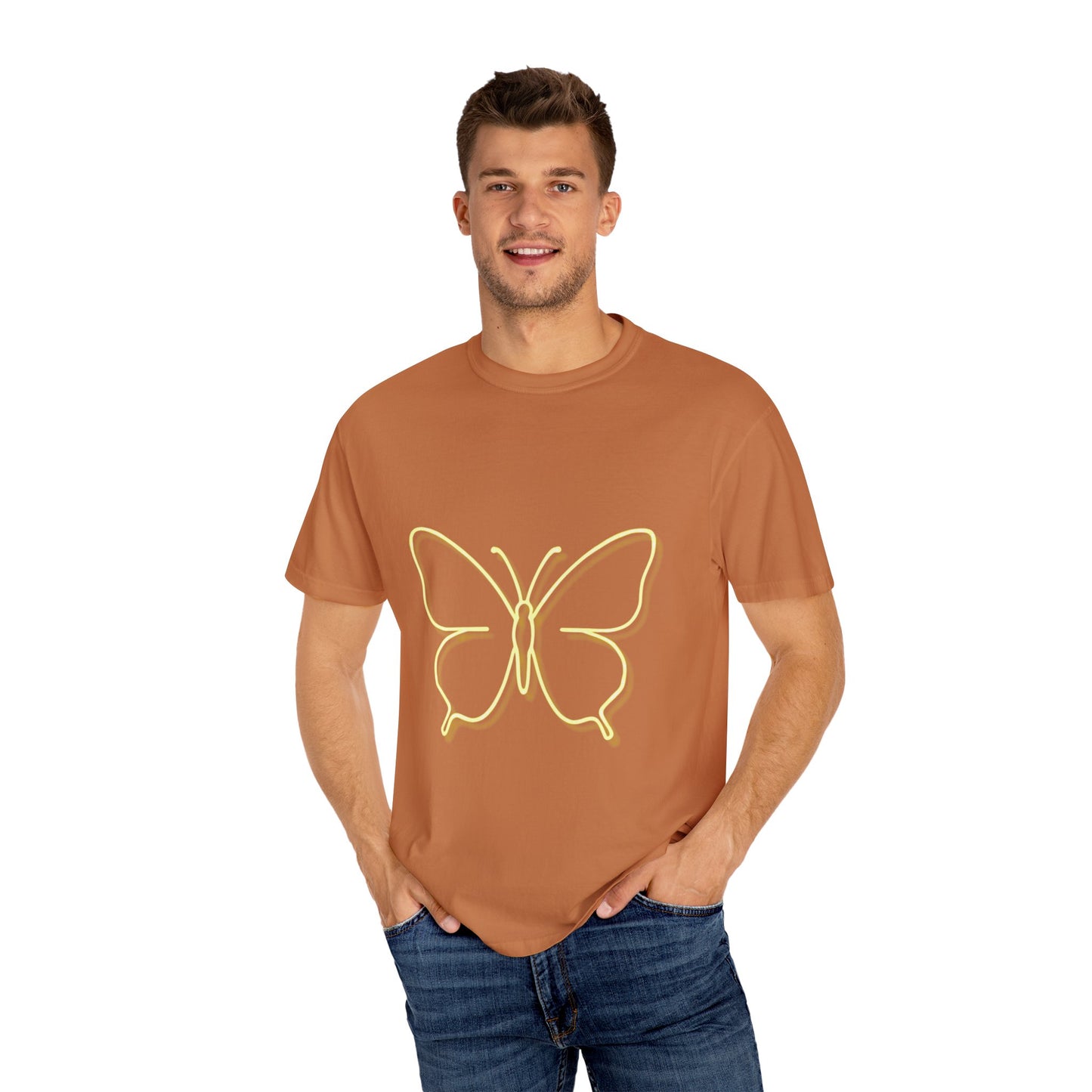 Butterfly Neon Unisex Garment-Dyed T-Shirt | Casual Wear for Nature Lovers