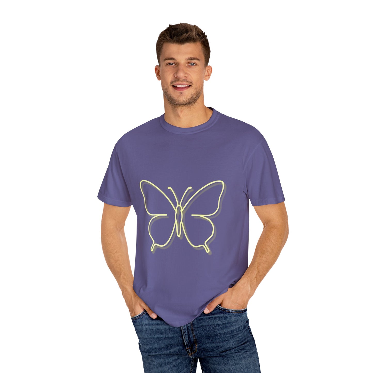 Butterfly Neon Unisex Garment-Dyed T-Shirt | Casual Wear for Nature Lovers