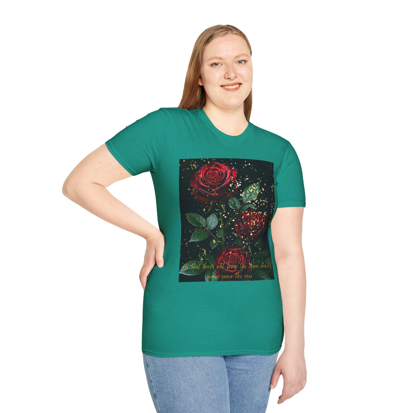 Elegant Rose Graphic T-Shirt - Inspirational Quote Design