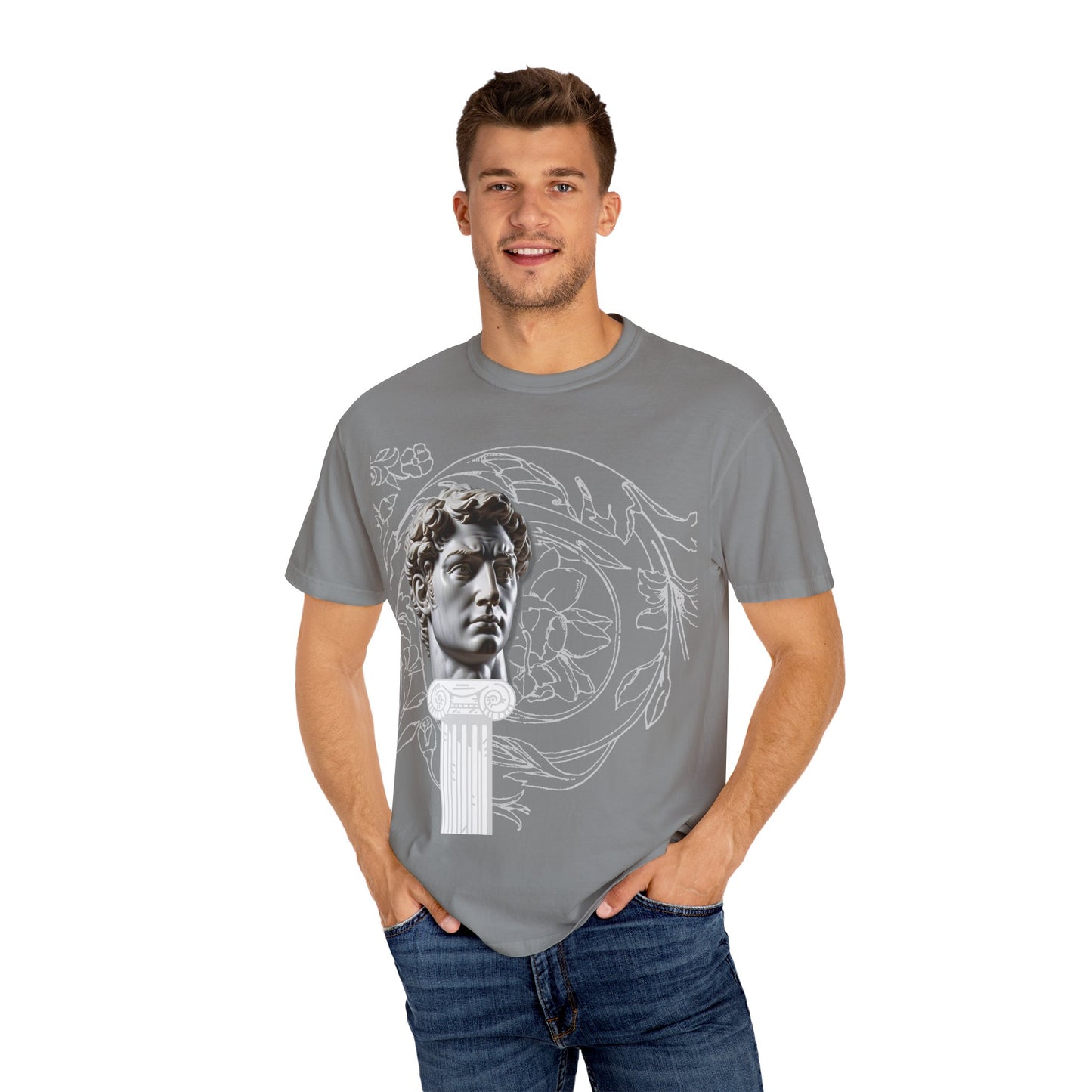 Artistic Roman Garment-Dyed T-shirt - Classic Sculpture Design