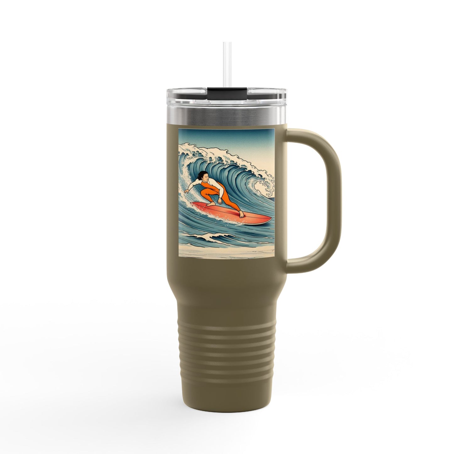 Surf Wave Insulated Travel Mug - 40oz Water Bottle for Beach Lovers