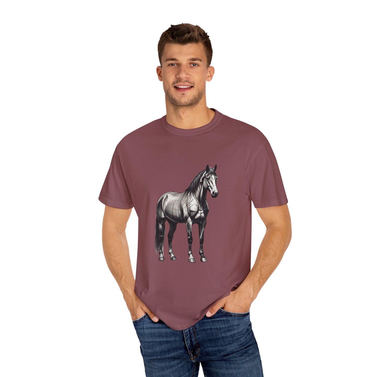 Equestrian Vibe Unisex Garment-Dyed T-Shirt - Horse Design