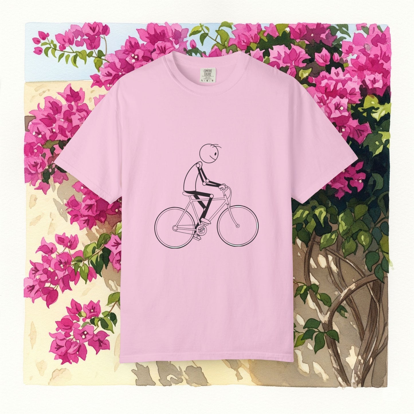Unisex Bicycle Art Tee, Garment-Dyed T-Shirt for Cyclists, Casual Summer Wear, Gift for Bike Lovers, Eco-Friendly Fashion