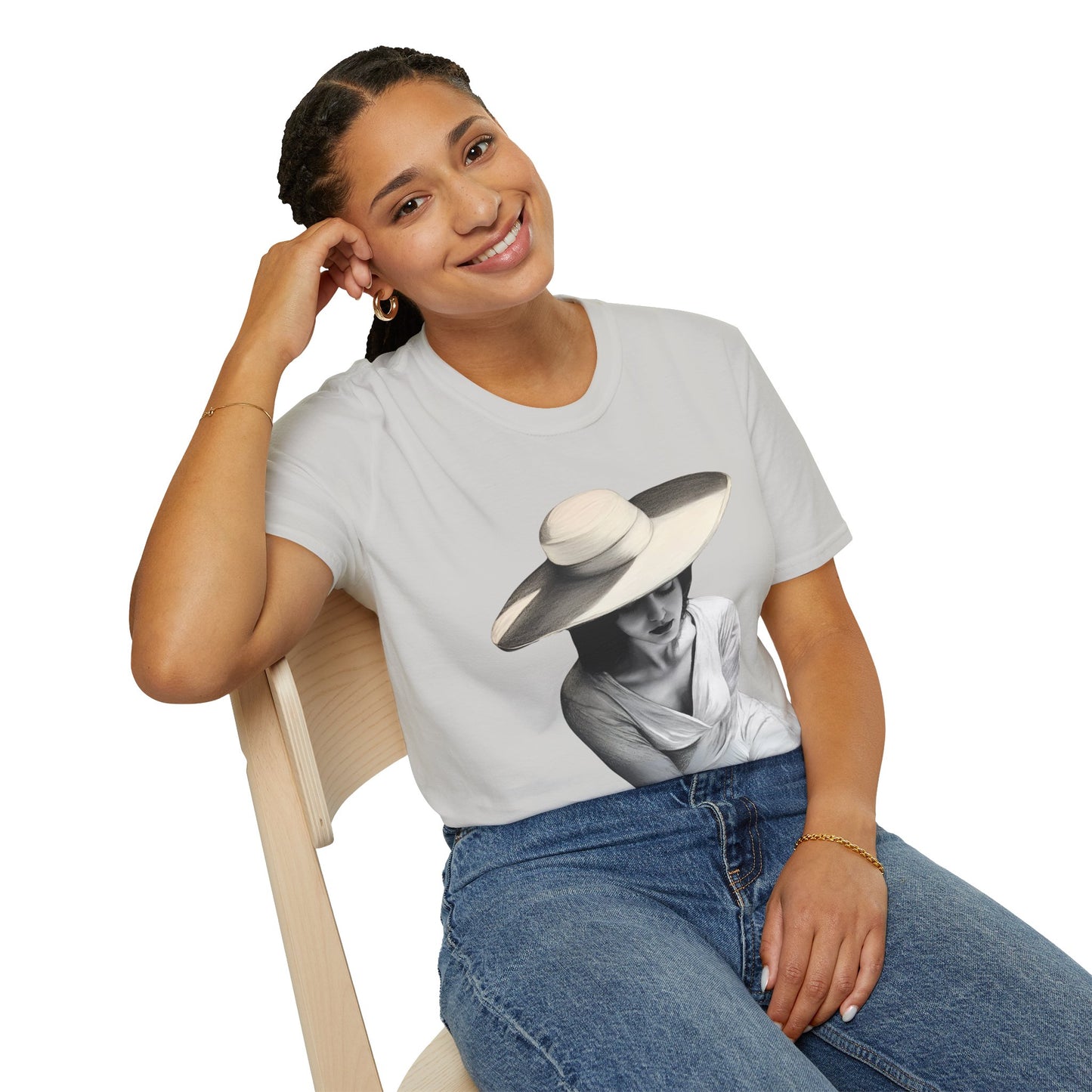 Artistic Women's Softstyle T-Shirt - Charcoal art Design