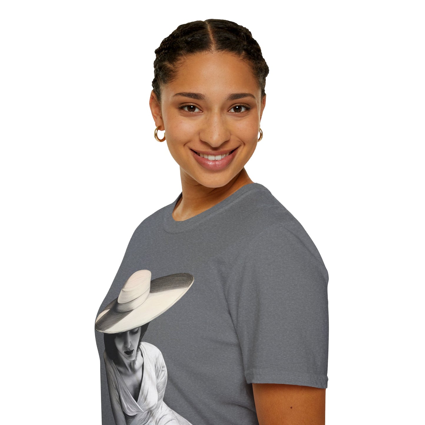 Artistic Women's Softstyle T-Shirt - Charcoal art Design