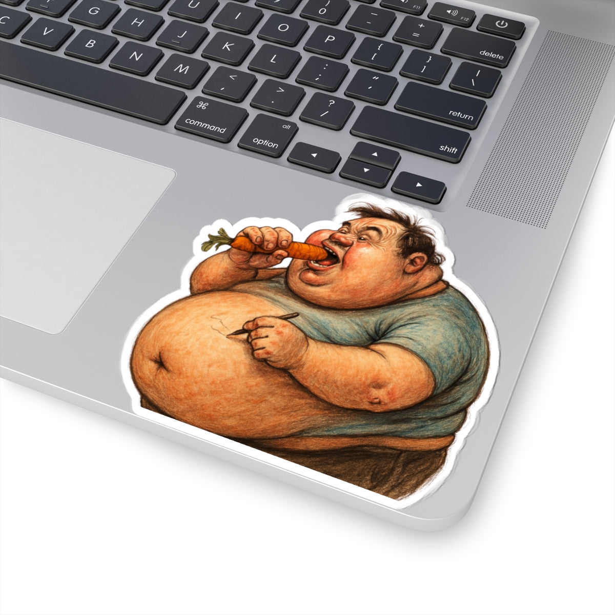 Whimsical Foodie Kiss-Cut Stickers – Fun Cartoon Carrot Eater for Laptop & Decor