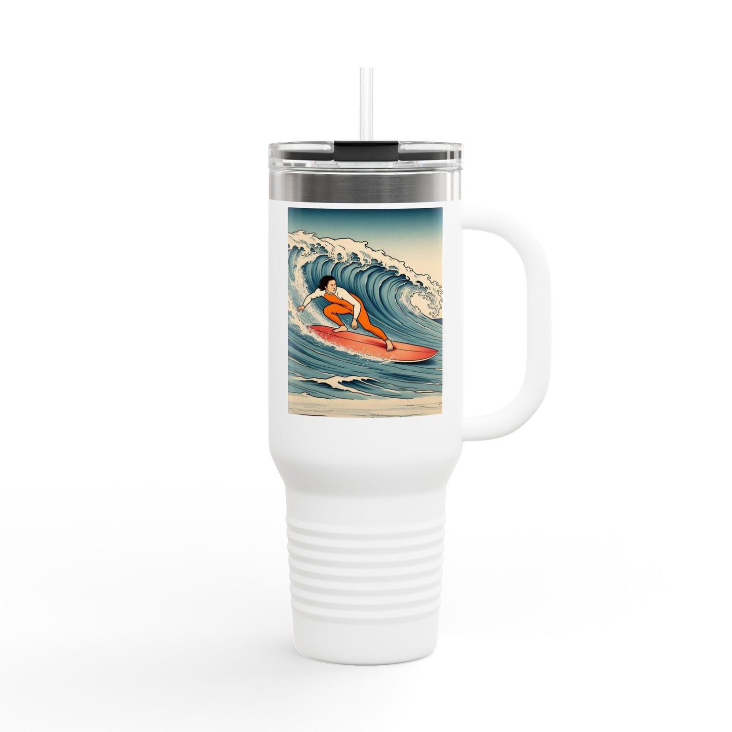 Surf Wave Insulated Travel Mug - 40oz Water Bottle for Beach Lovers