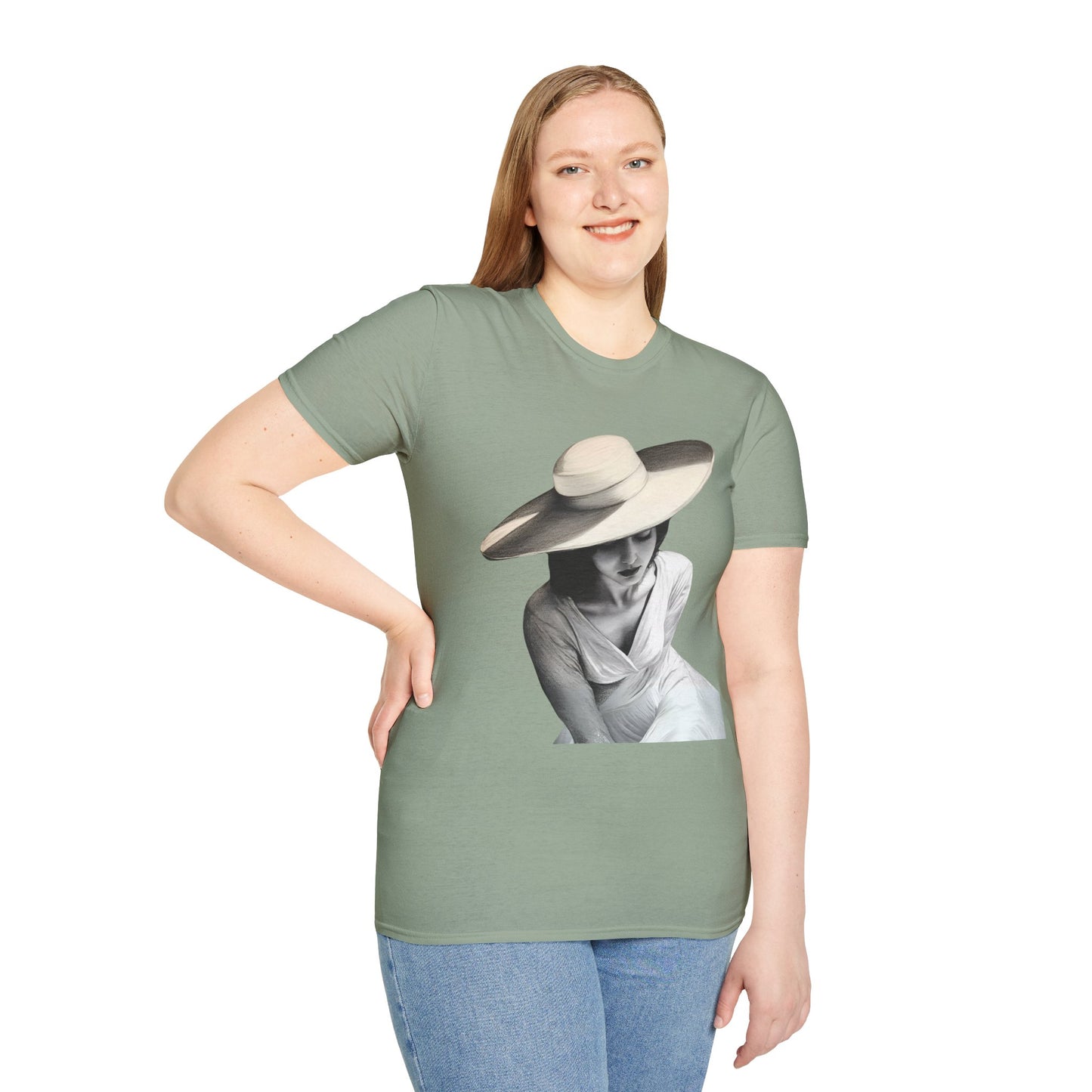 Artistic Women's Softstyle T-Shirt - Charcoal art Design