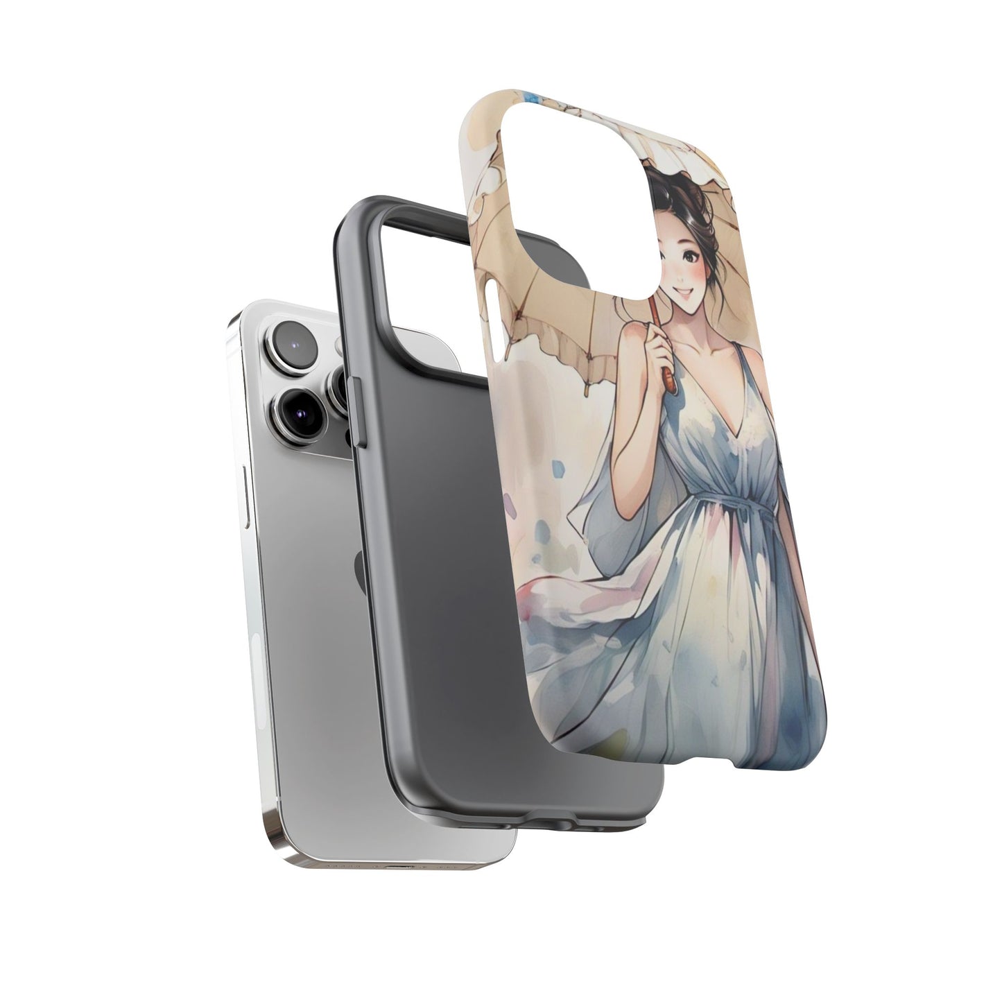 Elegant Floral Phone Case with Umbrella Design