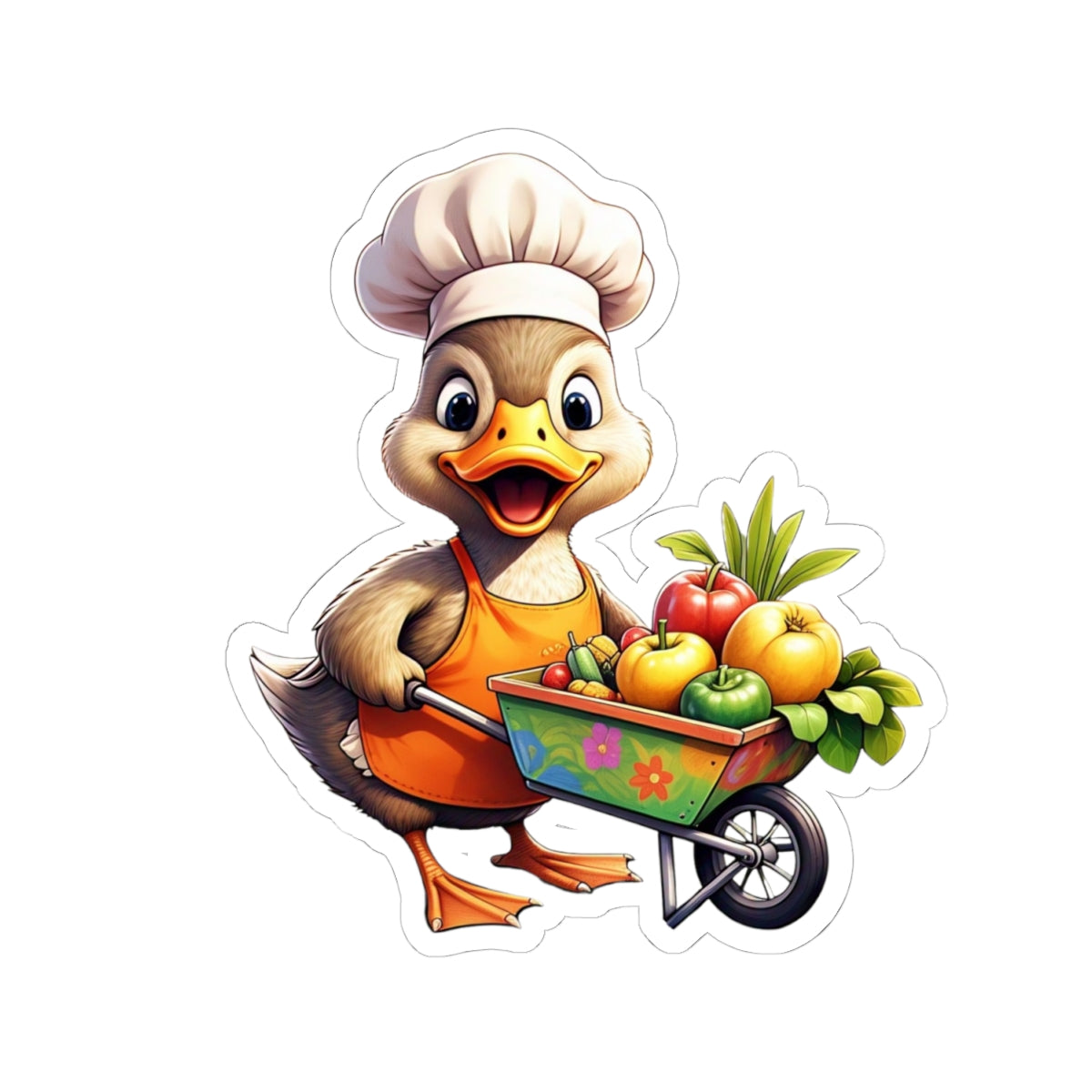Cute Chef Duck Kiss-Cut Stickers for Gardeners & Food Lovers