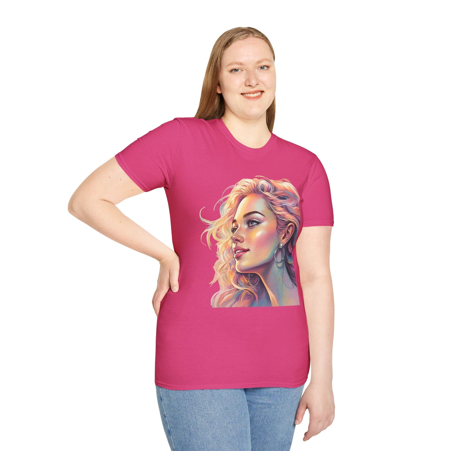 Artistic Women's Portrait T-Shirt - Women's Softstyle Tee for Creative Souls