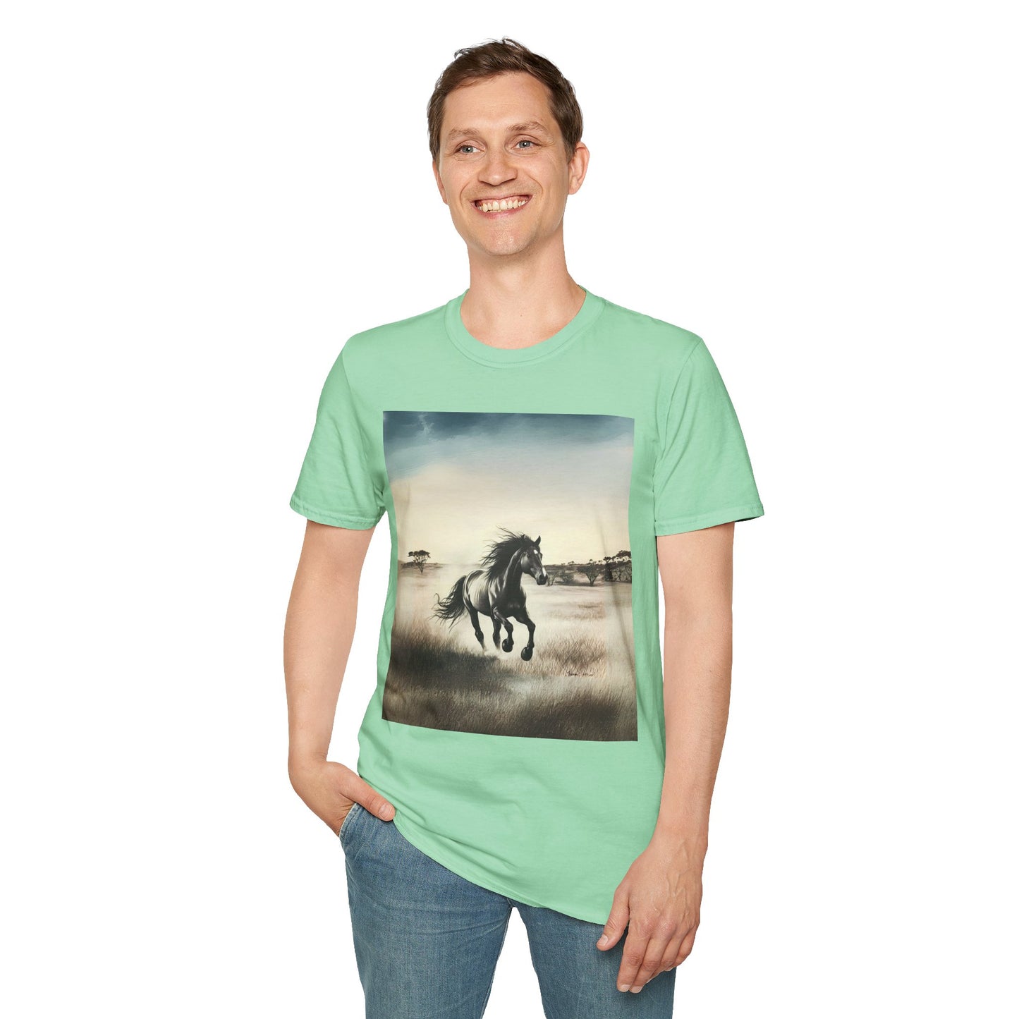 Majestic Horse Unisex Softstyle T-Shirt - Nature Inspired Graphic Tee