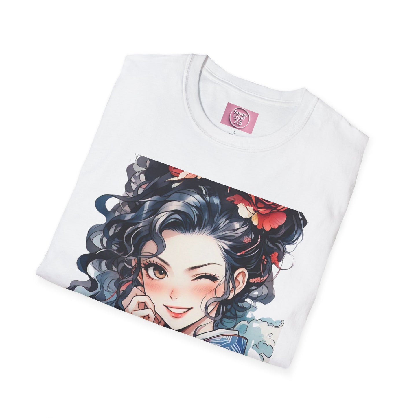 Stylish Unisex Softstyle T-Shirt - Charming Kimono Girl Design