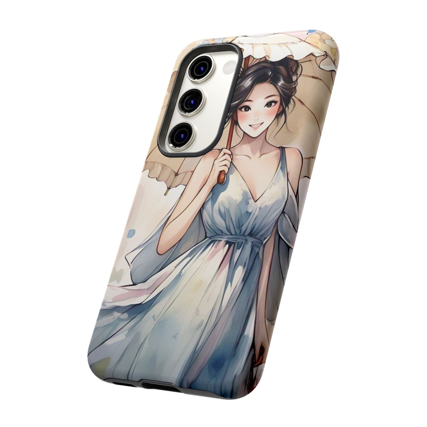 Elegant Floral Phone Case with Umbrella Design