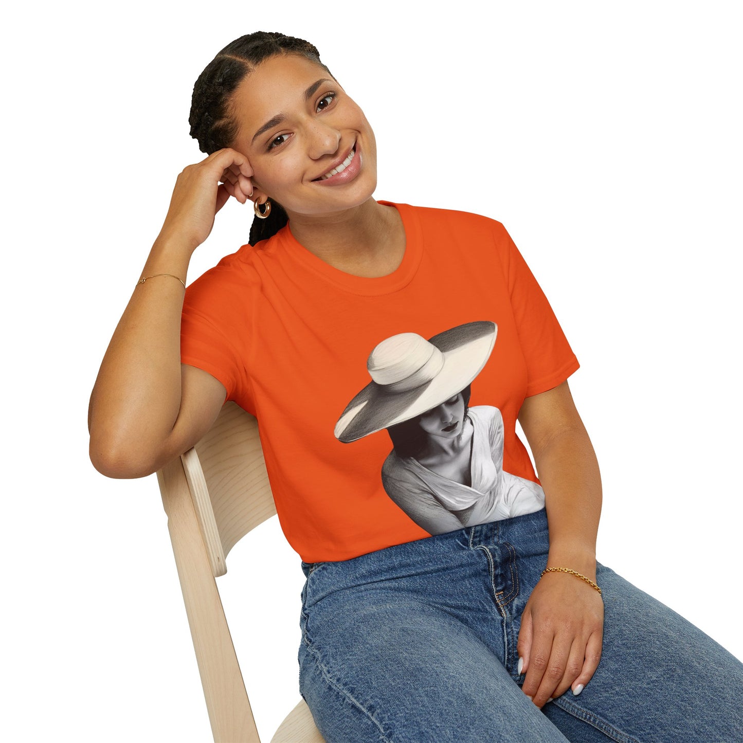 Artistic Women's Softstyle T-Shirt - Charcoal art Design