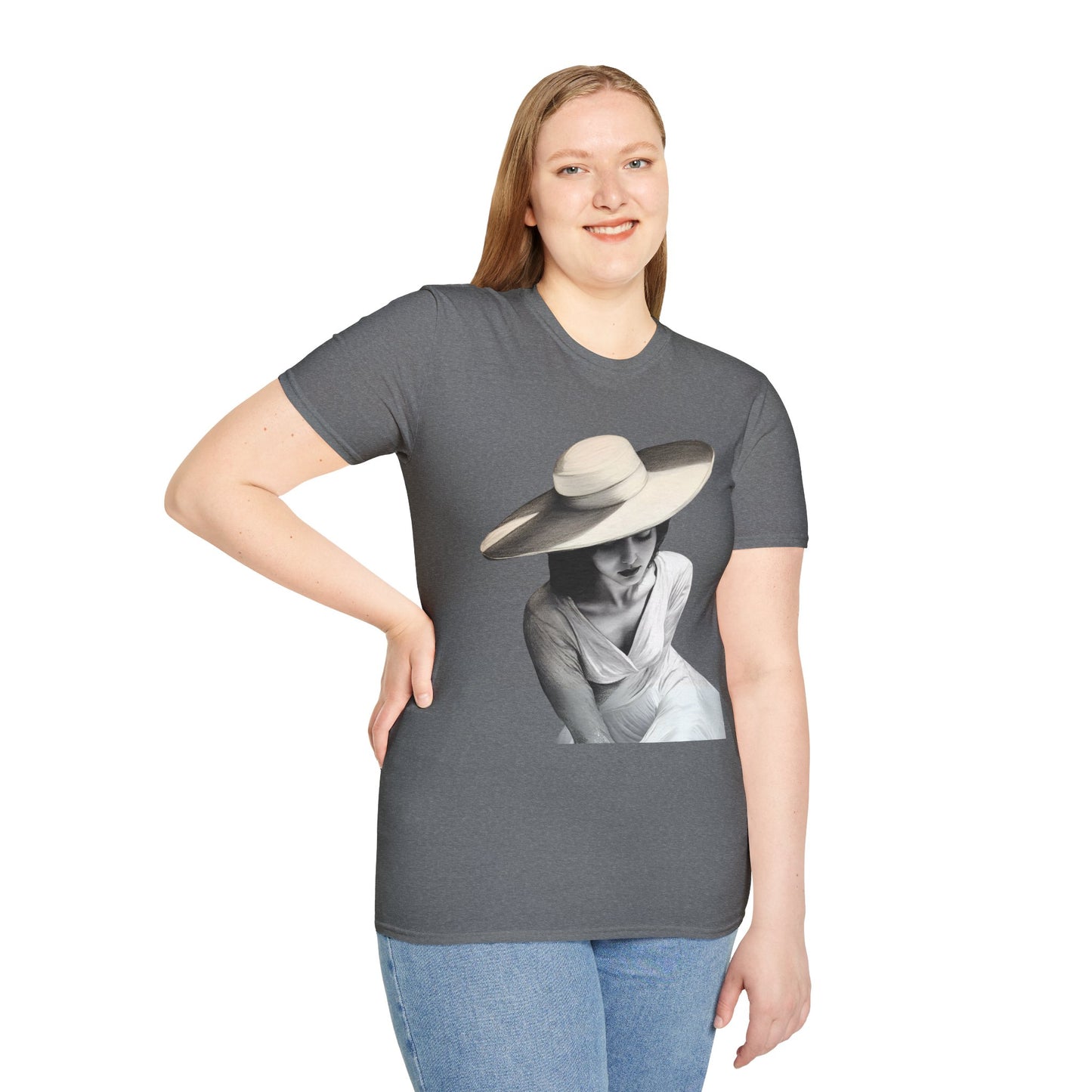 Artistic Women's Softstyle T-Shirt - Charcoal art Design