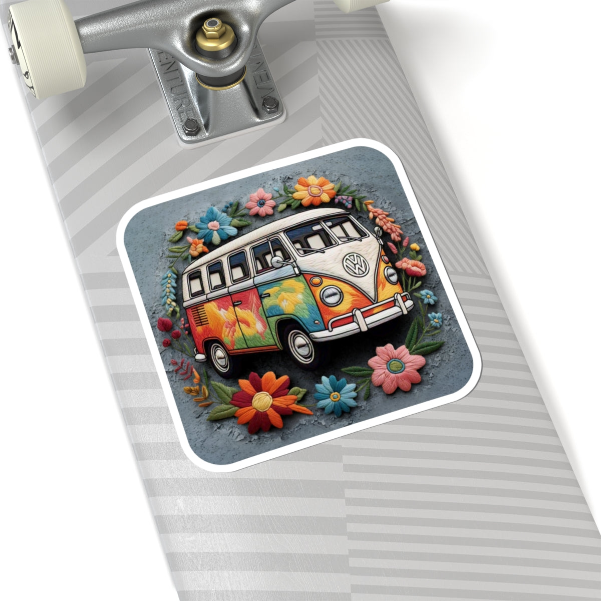 Bohemian VW Bus Kiss-Cut Stickers | Floral Vintage Van Decals for Laptop & Scrapbooking