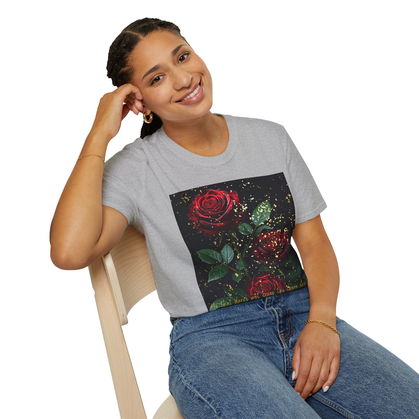 Elegant Rose Graphic T-Shirt - Inspirational Quote Design