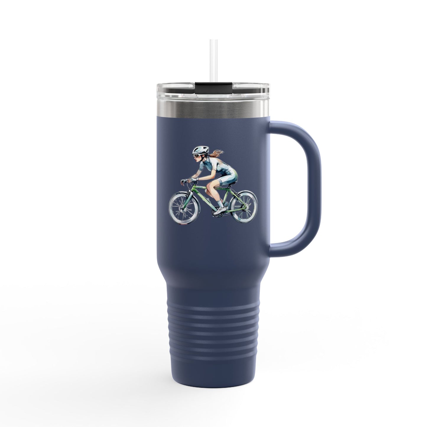 Cycling Enthusiast Insulated Travel Mug | 40oz with Bicycle Design | Perfect for Outdoor Adventures