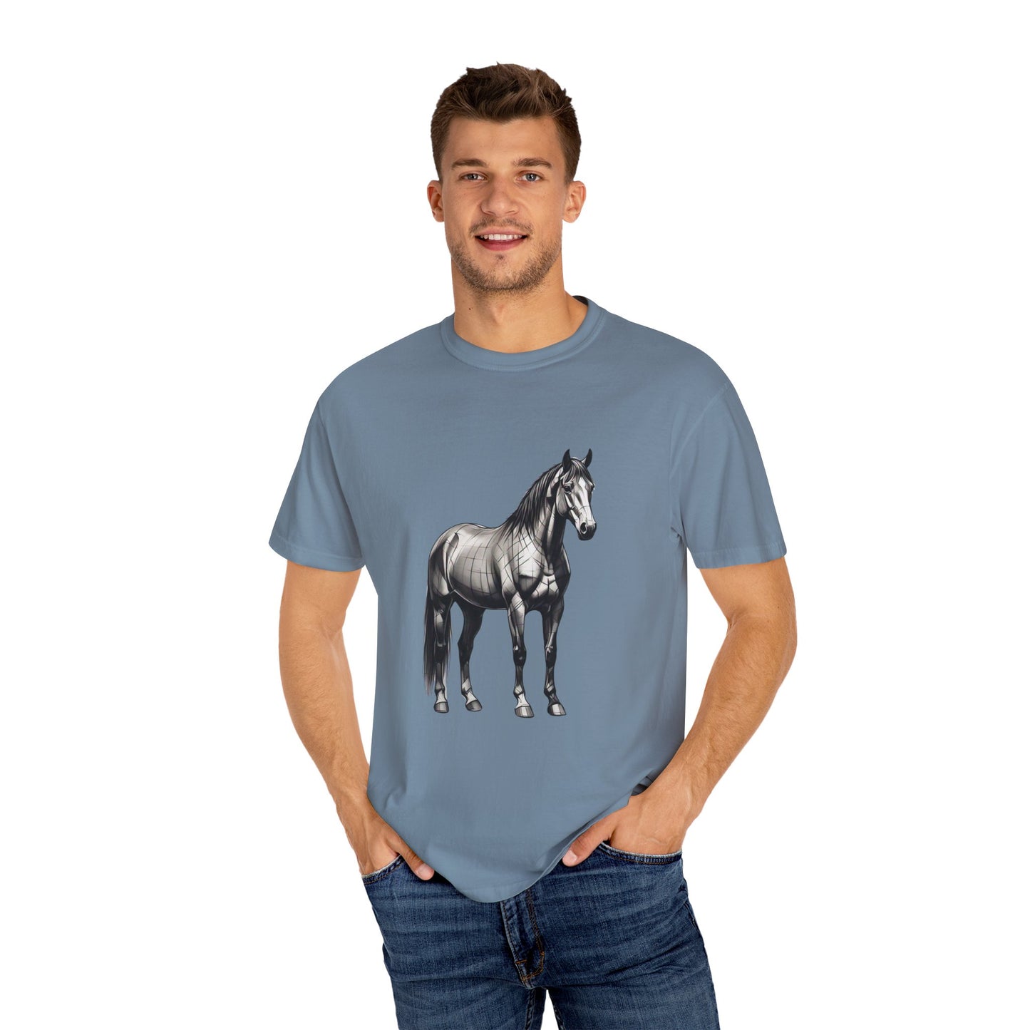 Equestrian Vibe Unisex Garment-Dyed T-Shirt - Horse Design